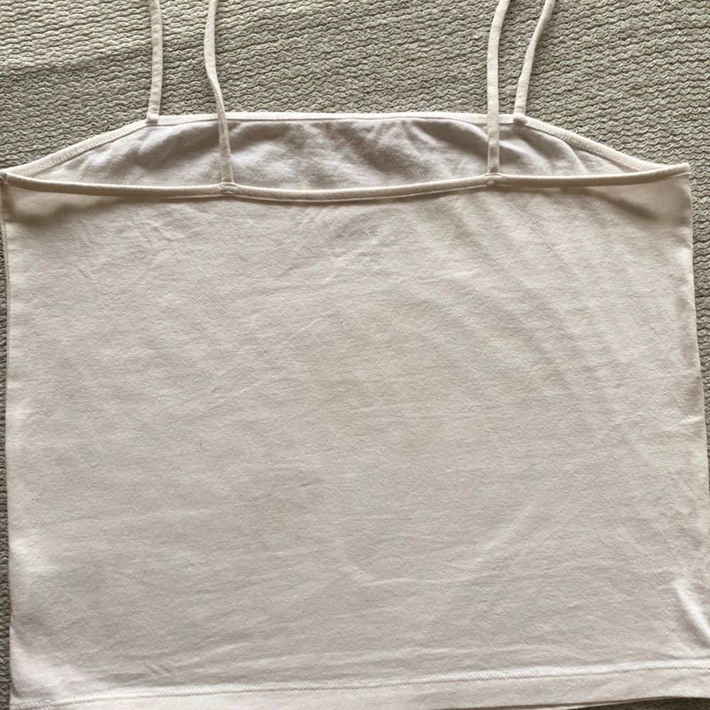 White Adjustable Spaghetti Strap Tank // size L - Picture 3 of 6